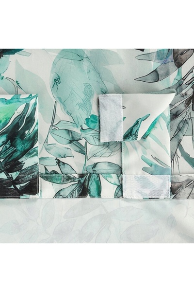 NO BRAND Perdea de grădină Alb/Verde 155x220 cm Fixare cu bretele/Velcro