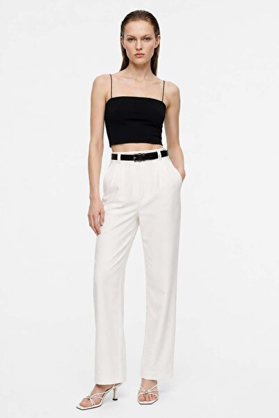 HAKKE Women's Belted Lycra Black Palazzo Pants