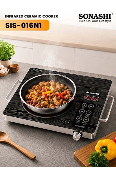 sonashi 2200W Infrared Electric Cooktop with Touch Sensor Control 11 Power Le...