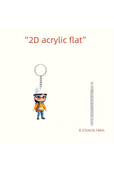 Choice 1pc 2D Flat Acrylic Construction Worker Keychain, Casual Style Holiday...