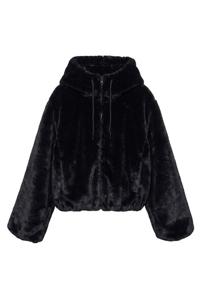 Pull & Bear Kapüşonlu suni kürk ceket