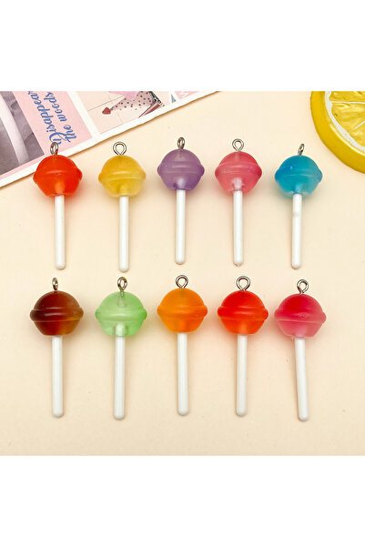Choice5 SN1477 10pcs Mix Color Star Round Heart Lollipop Charms DIY 3D Keycha...