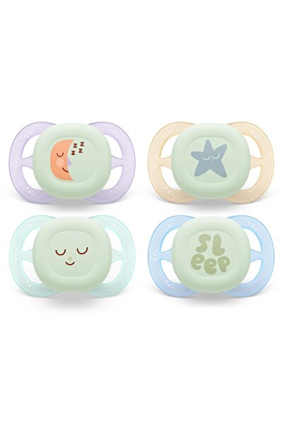 Philips Set 2 suzete bebelusi, Avent, Ultra Start Nighttime, Ortodontice, Sil...