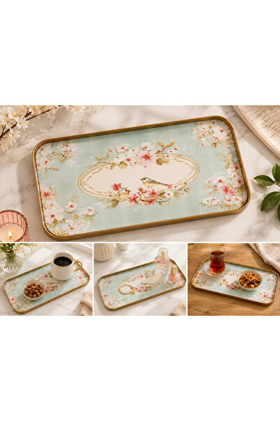 ela777 Vintage Bird and Floral Patterned Decorative Presentation Tray 💗 🌸 �...