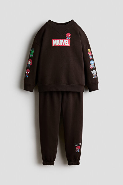 H&M 2 Parçalı Baskılı Sweatshirt Set