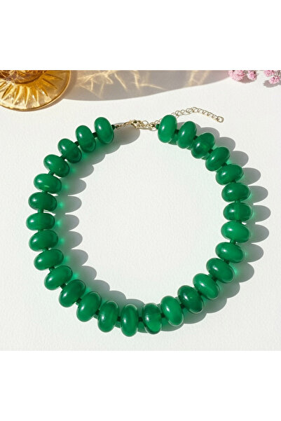 Choice11 Dark Green 1pc Bohemian Fashion Casual Dopamine Acrylic Bead Necklac...