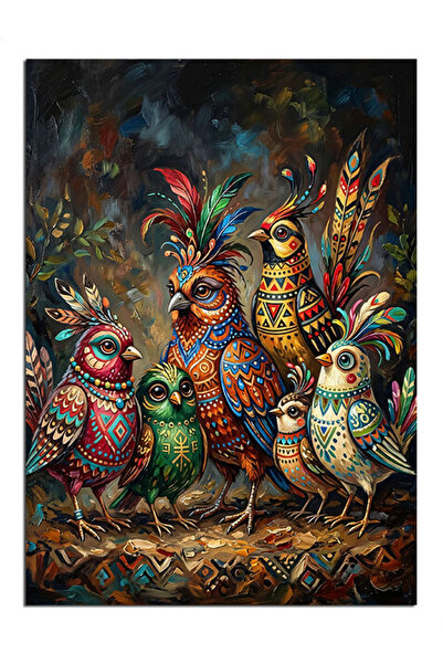 Artmeg Familie de papagali colorați Păsări drăguțe Pânză decorativă - Tablou ...