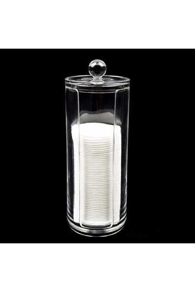 Zâna Casei Transparent Acrylic Holder with Lid for Makeup Remover Pads 7.5x18cm