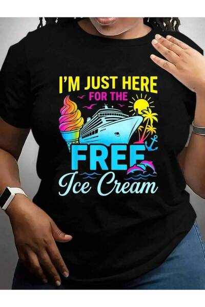 kai22 تي شيرت I'Just Here For Free Ice Cream Family Summer Cruise Vacation Tr...