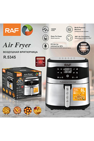 raf Electric Large-Capacity Air Fryer 8L, Black / Silver, R.5345, 3 Years