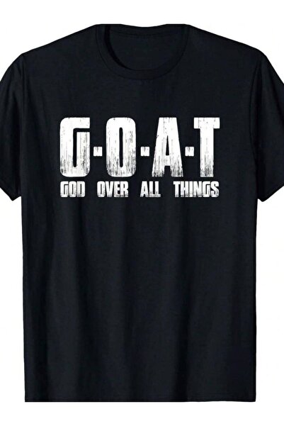NOURAM God Rules Everything G O A T Christian Faith Men's Oversize Tee, Black...
