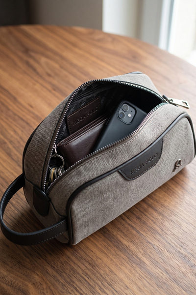 byhakan Mega 433 Men's Hand Portfolio Handbag Clutch Bag Shaving Bag Gray Black