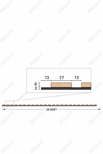 Dekonil Mdf Ahşap Keçeli Akustik Duvar Paneli 100x275 cm - Teak