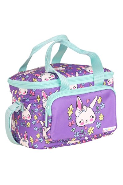 KAUKKO Kids Green Purple Cute Rabbit Printed Girls' Two-Compartment School Lu...