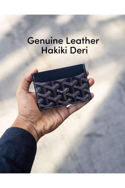 Doze Navy Blue Genuine Leather Card Holder