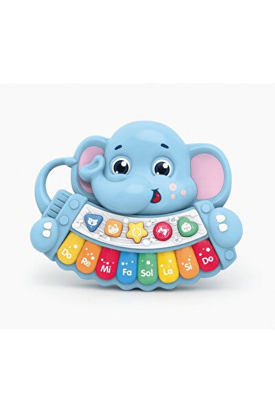 PinkBlue Pian Interactiv pentru Copii in Forma de Elefant, cu Lumini, Sunete ...
