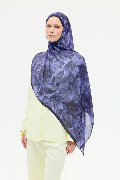 cs camellia scarf Elora Rami Shawl - Navy Blue