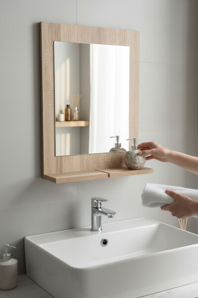 Soyoe Aynalı Banyo Rafı Lavabo Aynası Banyo Aynası Koridor Aynası Premium Ser...