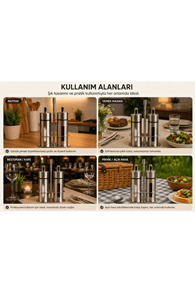 YDGR Paslanmaz Çelik Tuzluk Biberlik Değirmeni Seti – Standlı 2’li