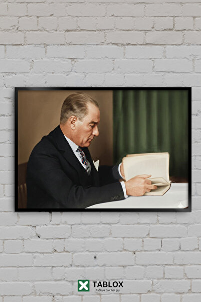 TABLOX Mustafa Kemal Atatürk Carte de lectură Portret colorat Tablou decorati...