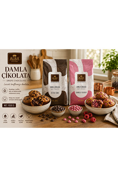 Alba Damla Çikolata 1000 g – Bitter & Frambuaz