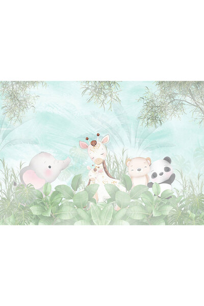 VIODESIGN Fototapet Copii, autoadeziv, Animale Fericite, multicolor,200x300 c...