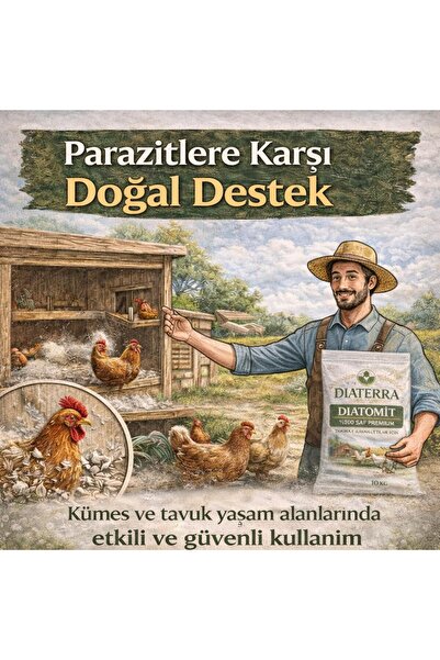 KÜMES VE KANATLILAR İÇİN 10 KG SAF DİATOMİT (FOOD GRADE) GIDA SINIFI (kırmızı bitler)