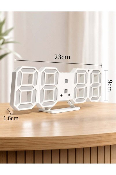 Generic Brand ساعة حائط رقمية ثلاثية الأبعاد LED للمنزل والمكتب - تعرض الوقت والتاريخ ودرجة الحرارة - ديكور أنيق وعملي للمنزل والمكتب