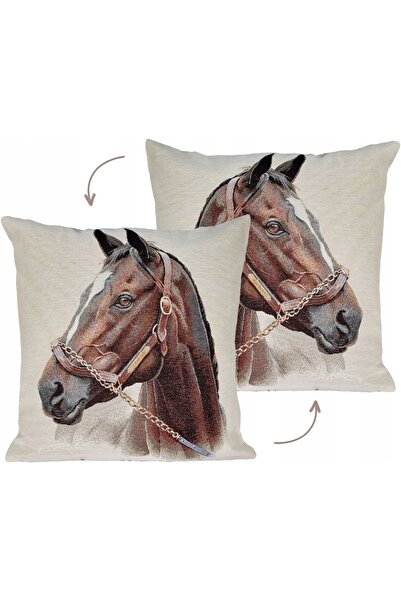 NO BRAND Husă tapiserată dublu-față 45x45cm pentru cuiburi de cai