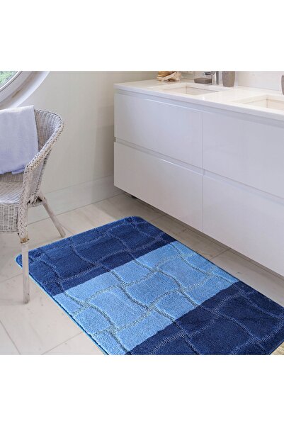 NO BRAND Covorașe de baie cu decupaj pentru toaletă Sareer XL albastru Set 6