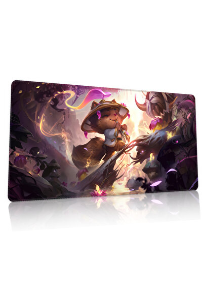 Duvarda League of Legends Teemo Gaming Oyuncu 90x40 cm Mousepad Dikişli Kayma...