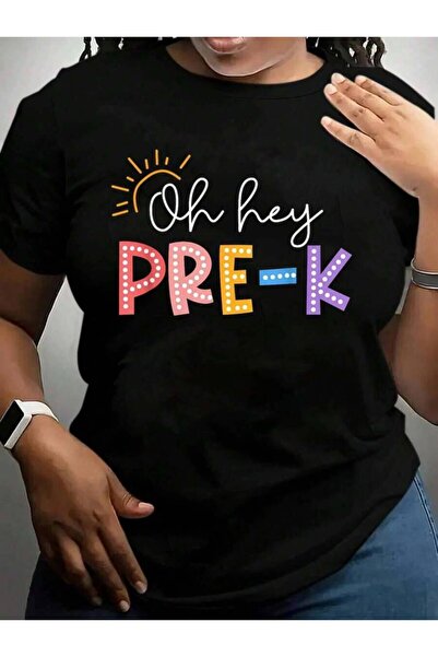 26LIK Oh Hey Pre K Student Teacher Happy First Day Back To School Black Graph...