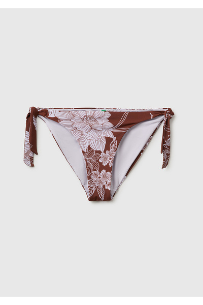 United Colors of Benetton Women's Brown All-Over Patterned Bikini Bottom with...