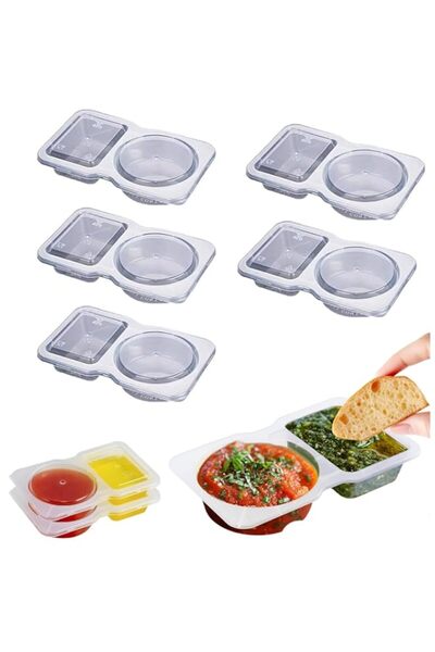 Generic Coolive 12Pcs Double Compartment Condiment Containers With Lids, Port...