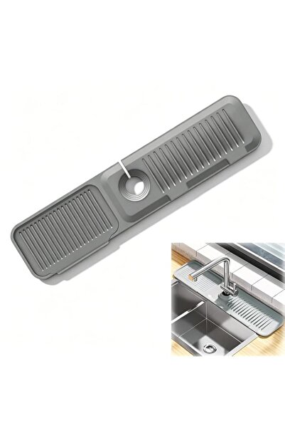 Generic 24 Inch Gray Silicone Sink Splash Guard, 5° Slope Drip Catching Tray ...