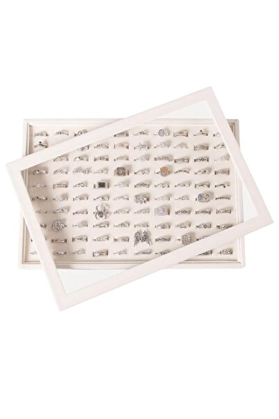 Generic Brand Coward Jewelry Organizer Tray With Lid 100 Slot Ring Holder Cas...