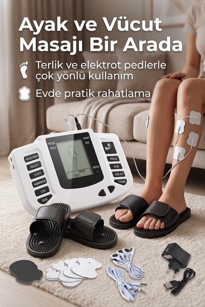 DEMPOWER Elektrot Pedli Dijital Ekranlı Çok Fonksiyonlu Ayak ve Vücut Masaj C...