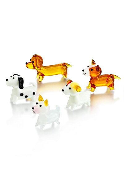Generic Brand H&D Hyaline&Dora 5 Pack Hand Blown Glass Dog Figurines,Miniatur...