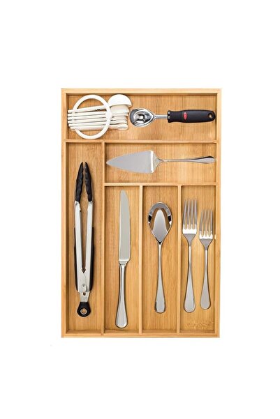 Generic Silverware Drawer Organizer – Large Bamboo Kitchen Flatware Drawer Or...