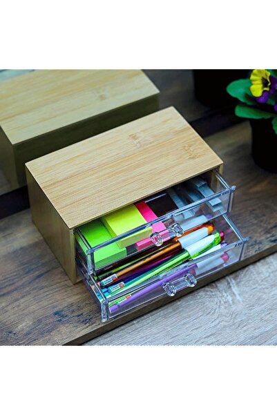 Generic Brand YAHOME 2 Drawers Table Top Jewelry Case With Acrylic Drawer, wo...