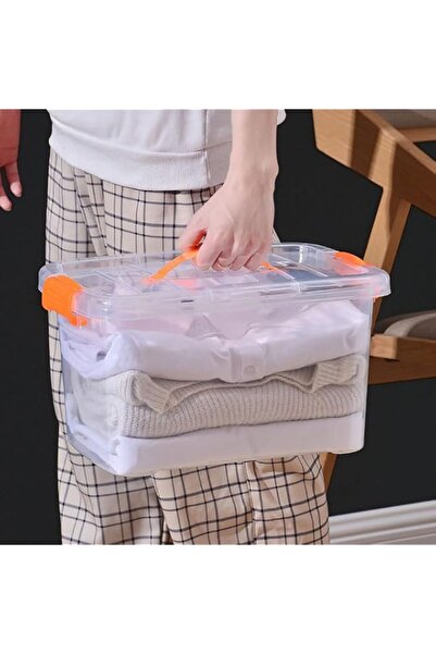 Generic Plastic Storage Box with Lockable Lid, 8L Clear Storage Bin with Carr...