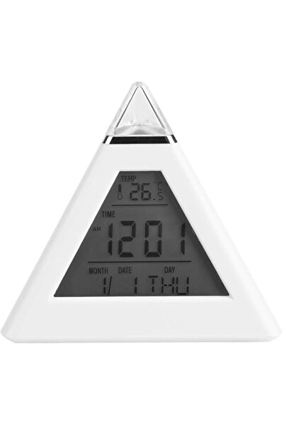 Generic Brand MISBAH LED Pyramid Alarm Clock, Color Changing, Calendar, Therm...