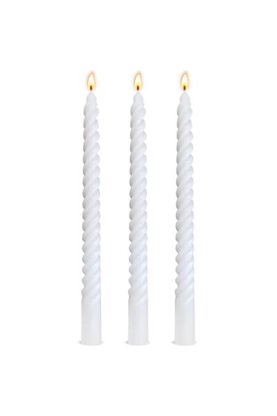 Generic Brand MOMENT 3 Pack 10 Inch White Spiral Taper Candles, Unscented Dri...