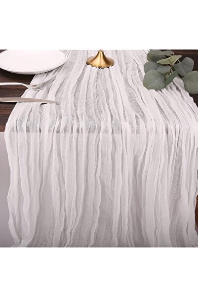 Generic FUSU 13.3ft Cheesecloth Table Runner 36x160inch Boho Gauze Cheese Clo...