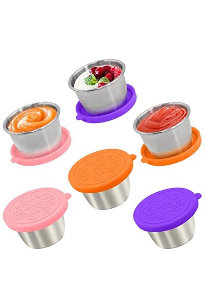 Generic Qukaka 6x2.7 Oz Salad Dressing Container Take Out Stainless Steel Lea...
