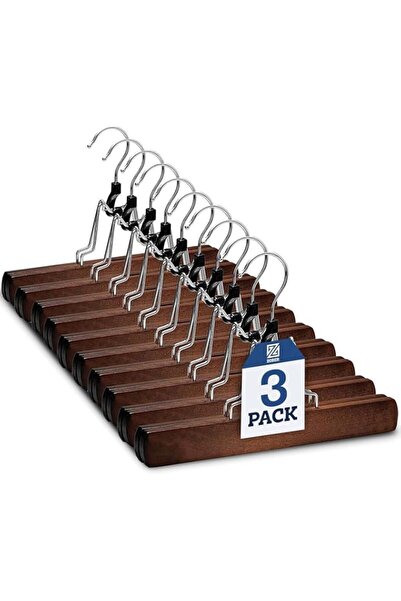 Generic Zober 3-Pack Pants Hangers with Clips, Non-Slip Skirt & Trouser Clamp...