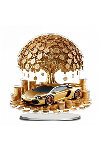 Generic Brand Acrylic Style Decoration Money Tree with Golden Sports Car, Dec...