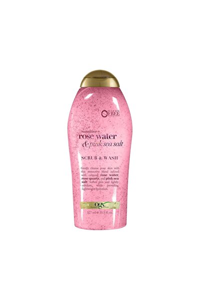 OGX Sensitive + Rose Water & Pink Sea Salt Body Scrub, 19.5 fl oz | Gentle Ex...
