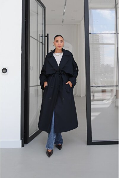 Havoş Navy Blue Premio Lined Trench Coat