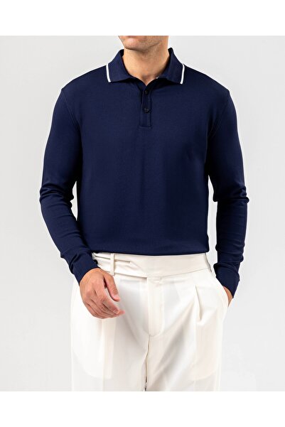 TerziAdemAltun Italian Style Slim Fit Men's Polo Collar Long Sleeve Knitwear ...